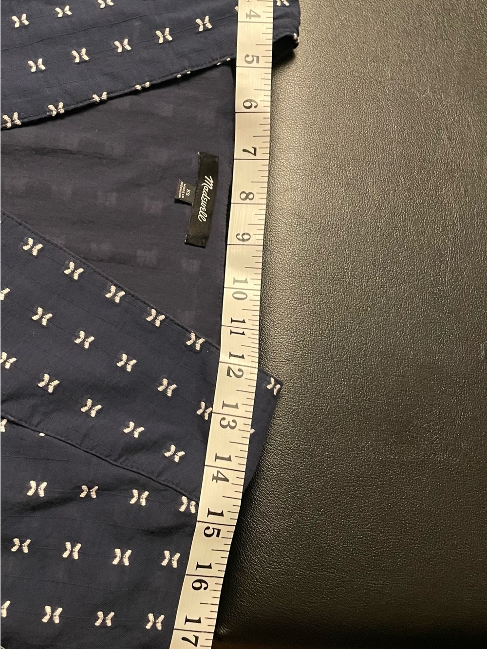 Madewell Navy Blue V-Neck Babydoll Dress w Mini White Pattern - Picture 8 of 8